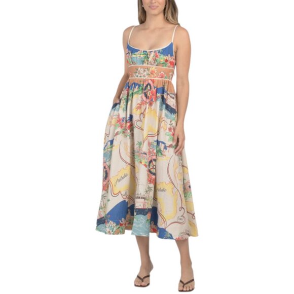 Christian Lacroix Dresses & Skirts - CHRISTIAN LACROIX Linen Blend Pull On Printed Dress With Anchor Charm Tipping